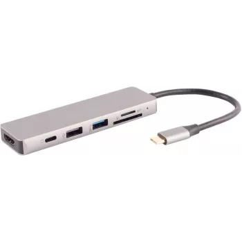 Dock para portátil S/CONN 14-05027 con cable USB 3.2 Gen 1 Type-C gris