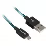 Cable USB 2.0, conector macho USB-A > conector macho Micro-USB (negro/azul claro, 1 metro, con funda)