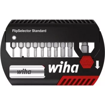 Juego de puntas de destornillador Wiha FlipSelector Standard, 11 uds., puntas de poliamida de 25 mm, 1/4 pulgadas (25,4/4 mm) vástago hexagonal
