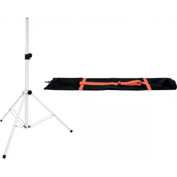 Set de soporte para altavoz Omnitronic BS-2 EU blanco con bolsa de transporte, altura ajustable, soporte plegable