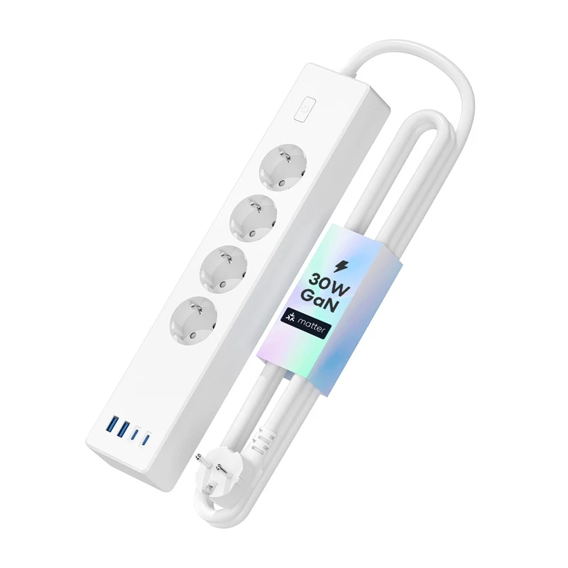 Regleta Meross MSP844 — 4 tomas AC, 2 USB-A, 2 USB-C