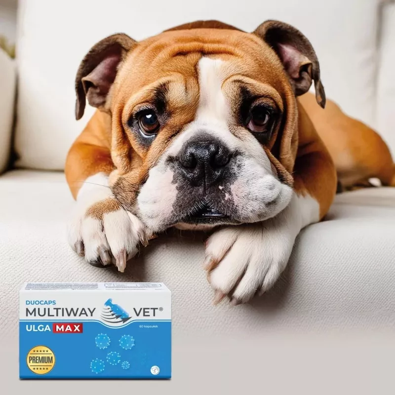 Cápsulas twist-off JM Sante Multiway Vet Duocaps Ulga Max – 60 uds., para aliviar el estrés y el malestar en perros y gatos adultos, 150 g