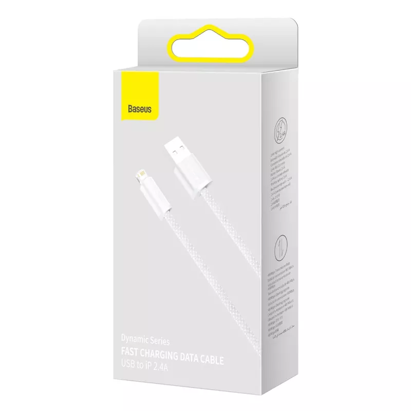 Cable Baseus Dynamic USB a Lightning, 2,4A, 2m (blanco)
