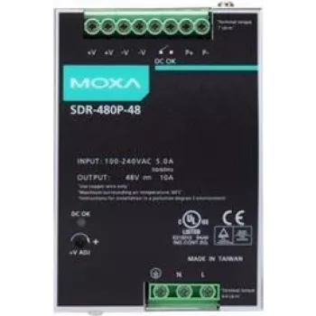 Meanwell Moxa SDR-480P-48 - fuente de alimentación (montaje en carril DIN posible) (SDR-480P-48)