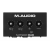 Interfaz de audio M-Audio M-Track Duo — USB 2-in/2-out, 16-bit/48 kHz, 1x XLR/TS combo, 1x entrada de instrumento, alimentación fantasma 48V