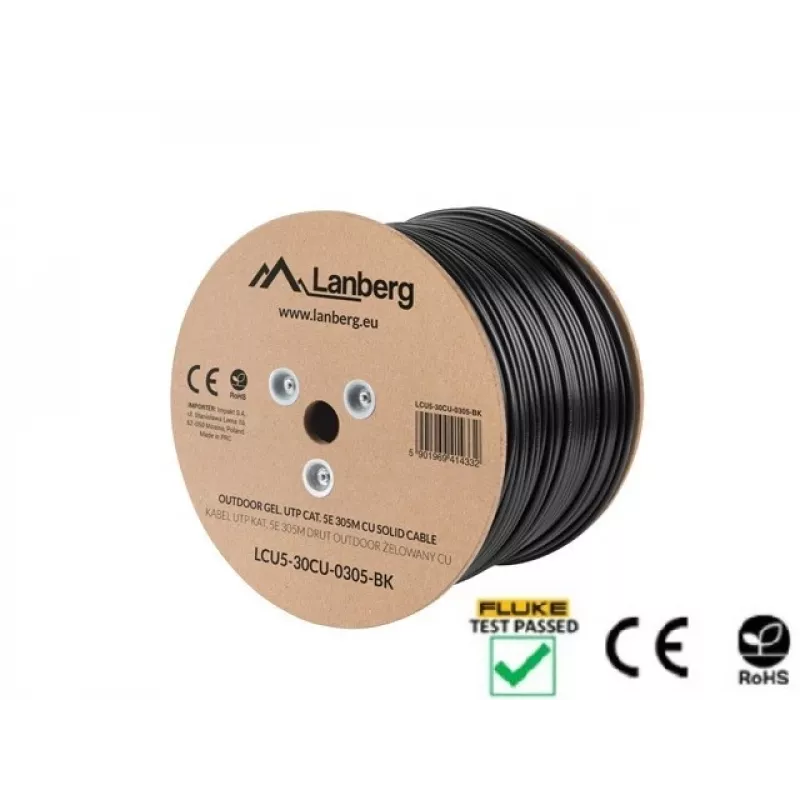 Cable de red Lanberg LCU5-30CU-0305-BK 305 m Cat5e U/UTP (UTP) negro (LCU5-30CU-0305-BK)