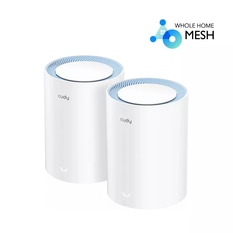 Sistema mesh Cudy M1200 pack de 2 – Wi-Fi 5 de doble banda (300/867 Mbit/s), 2 unidades, 1 puerto LAN, compatible con 100 dispositivos