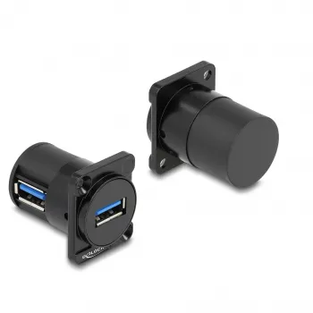 Módulo D-Type DeLOCK USB 5 Gbps Type-A conector hembra a conector hembra 90° en ángulo