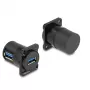 Módulo D-Type DeLOCK USB 5 Gbps Type-A conector hembra a conector hembra 90° en ángulo