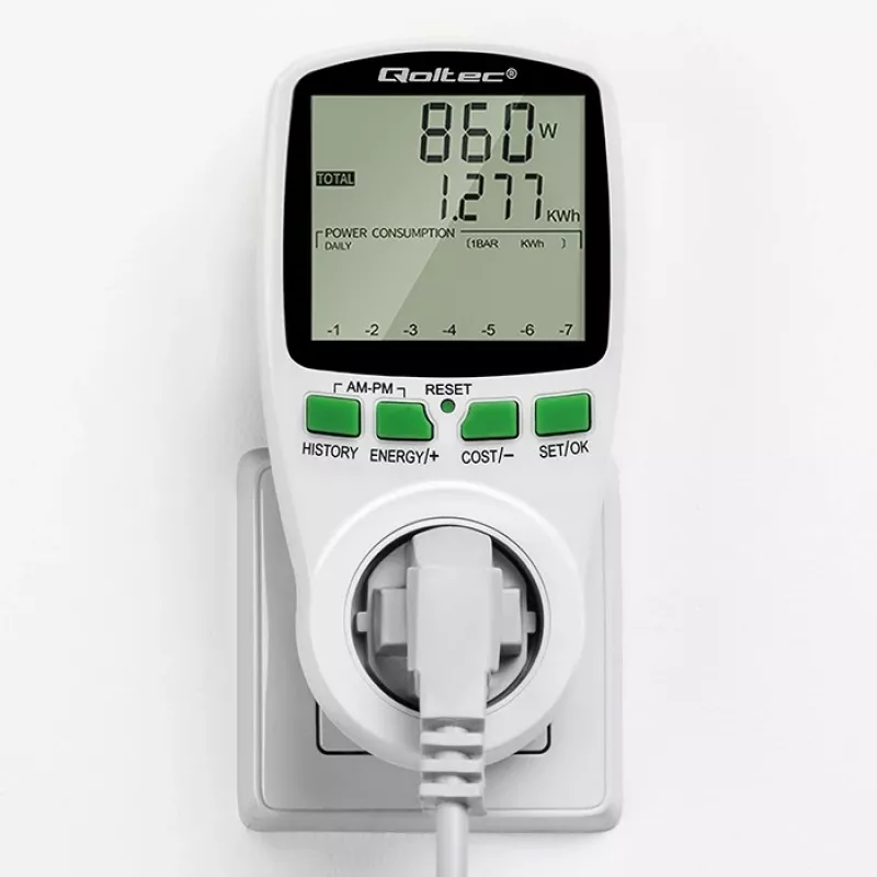 Medidor de consumo QOLTEC PM0627 3680W con historial — QOLTEC PM0627 3680W
