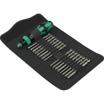 Set de herramientas manuales Wera Kraftform Kompakt 60 RA-R 1, set de destornilladores y puntas de 17 piezas, mango de carraca compacto