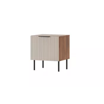 Mesita de noche Cama Meble ALMERA 50x42x44 cm, 2 uds., nogal/cashmere, MDF y aglomerado