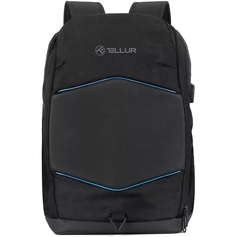 Mochila para portátil Tellur TLL611282 con puerto USB y franja luminosa, negra