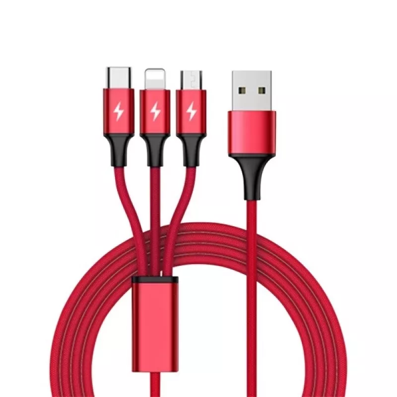 Cable UNITEK C4049RD USB 1,2 m USB A USB C/Micro-USB B/Lightning rojo