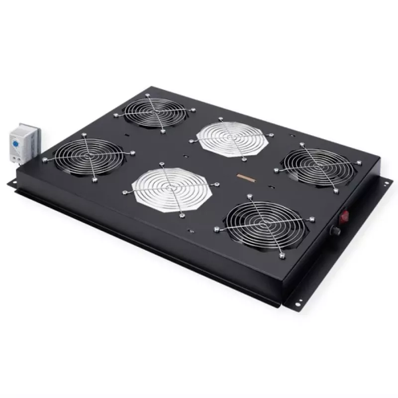 Módulo de ventiladores ROLINE unidad de ventiladores de techo 19 inch 4 ventiladores termostato negro