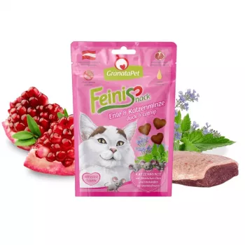 Snacks para gatos Fox4Pets GRANATAPET FeiniSnack pato y hierba gatera, bolsa firme de carne, 50 g, sin azúcar, sin gluten