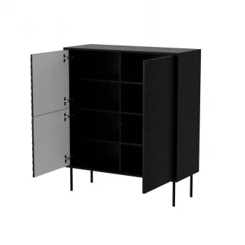 Cómoda cama meble CORTINA 102x40x118 cm, negro, cuerpo de aglomerado, 16 mm, puerta 18 mm