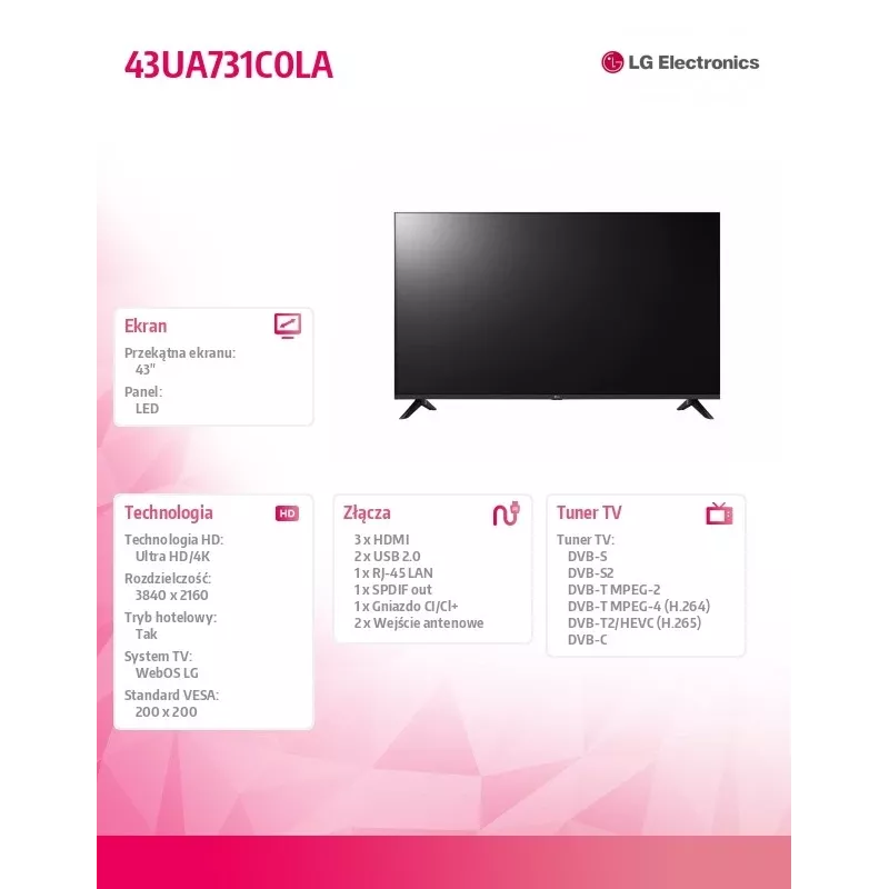 Televisor LED 43 pulgadas 43UA731C0LA.AEEQ