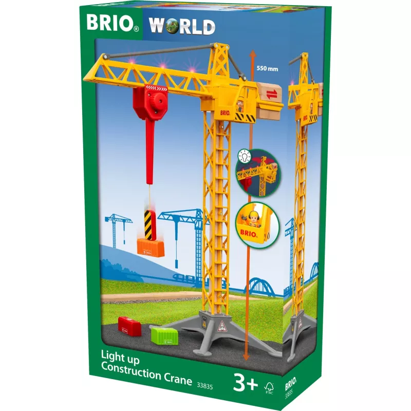 World gran grúa de construcción con luz, vía