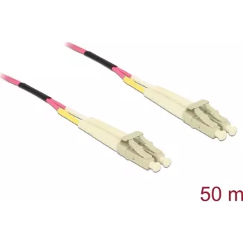 Cable de red DELOCK cable de fibra óptica LC dúplex a LC dúplex multimodo OM4 50 m amarillo