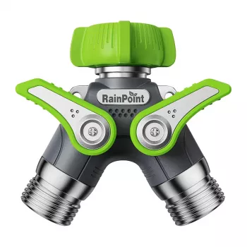 Distribuidor de manguera de jardín RainPoint ICD047 — conexión de 2 vías para dos salidas de manguera, diseño fiable