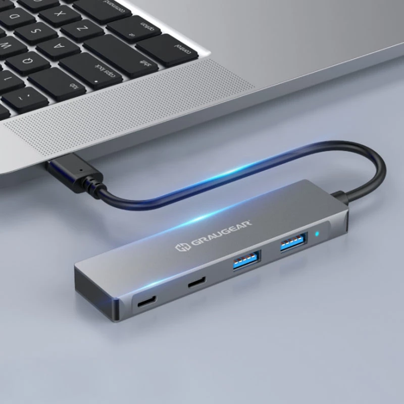 GRAUGEAR G-HUB2A2C-AC Hub interfaz USB 3.2 Gen 1 (3.1 Gen 1) Type-A + Type-C 5000 Mbit/s plata