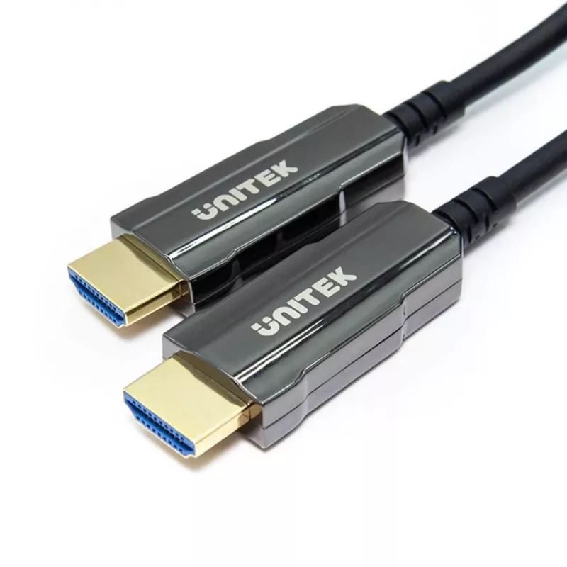 Cable HDMI óptico Unitek C11092ASL01 4K 60Hz (HDMI 2.0, 20 m, conector macho–conector macho, negro)
