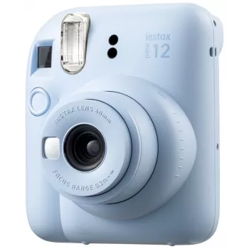 Cámara instantánea Fujifilm Instax Mini 12 Azul — impresiones de 86 x 54 mm, distancia focal 60 mm, obturador electrónico