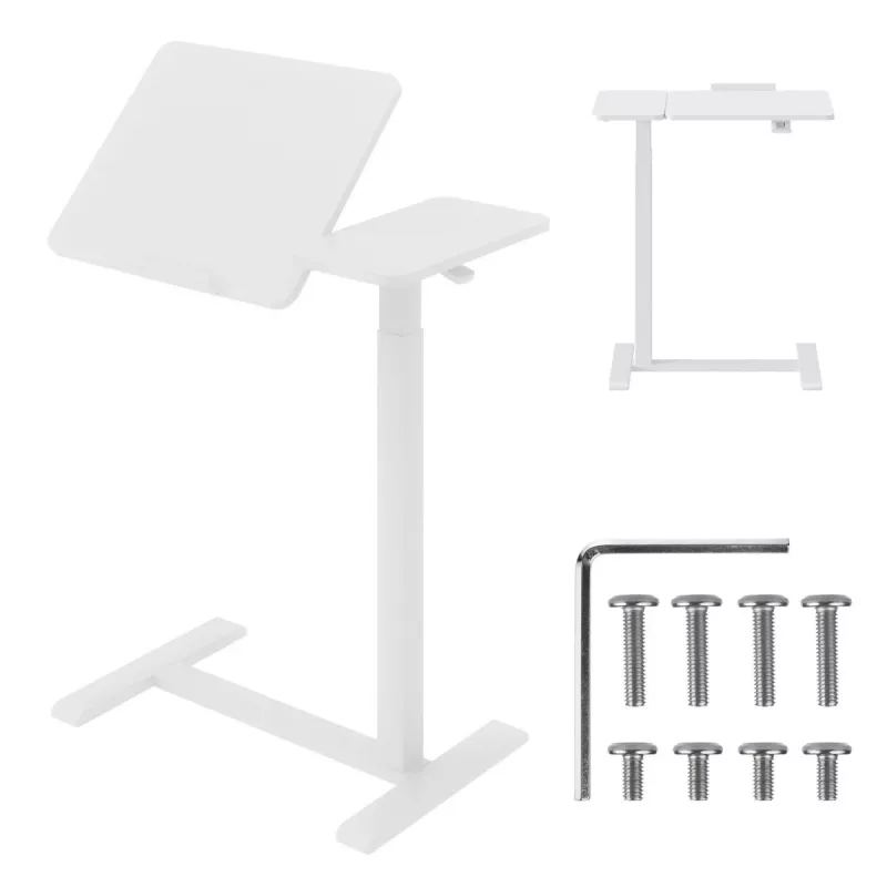 Soporte móvil de escritorio/portátil Maclean, blanco, altura ajustable 76-109 cm, máx. 30 kg, MC-120 W