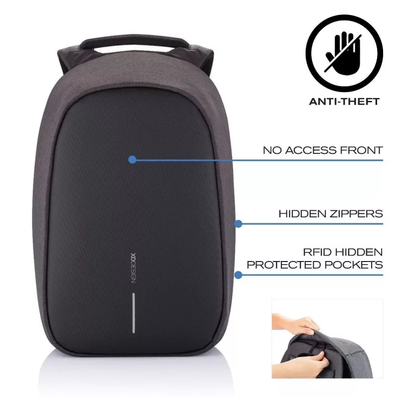 Mochila XDDESIGN P705.291 Anthracite — 18 L, compartimentos para portátil y tablet, cremallera principal con cierre