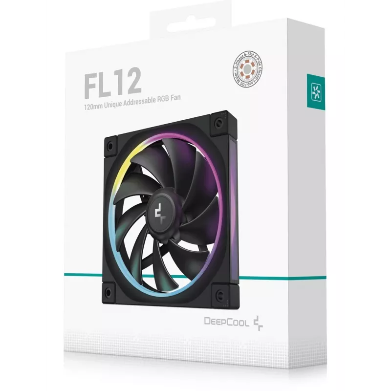 DeepCool FL12 ventilador de caja, 120 mm, 500–2150 rpm, 32 dB, FDB, 12 V, negro