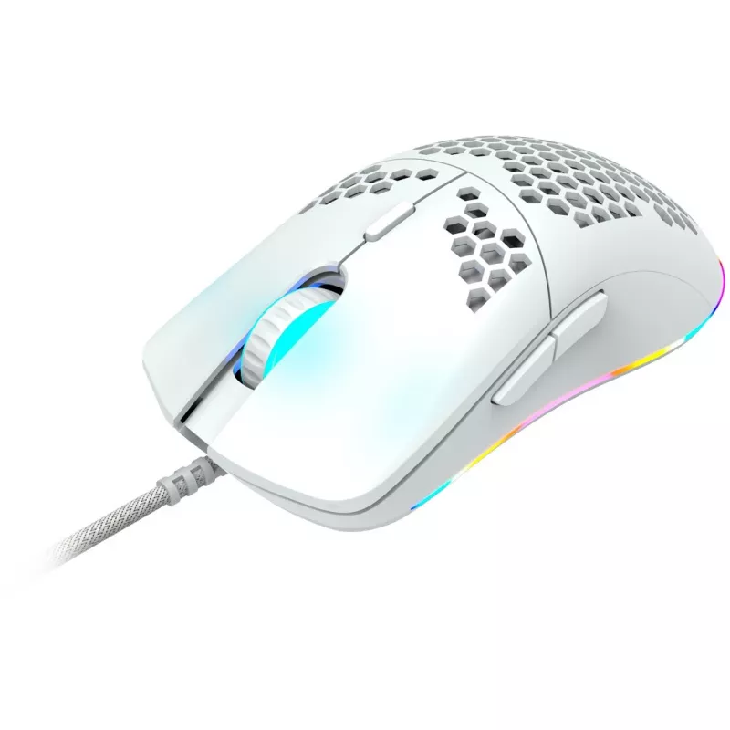 CANYON Puncher GM-11, ratón gaming con 7 botones programables, sensor óptico Pixart 3519, 4 niveles de DPI hasta 4200, 5 millones de clics de vida útil, cable Ultraweave de 1,65 m, patines de PTFE