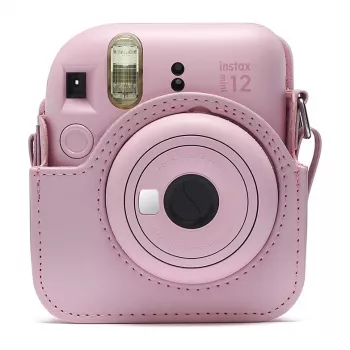 Funda compacta Fujifilm 4177084 rosa para Instax Mini 12 con correa de hombro