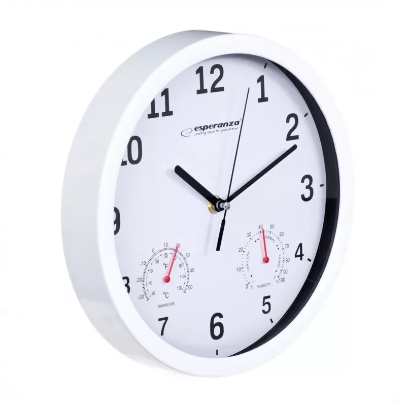 Esperanza EHC016W Reloj de pared/sobremesa de cuarzo redondo blanco