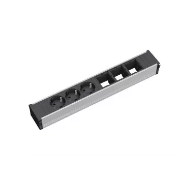 Regleta de alimentación Bachmann 912.006 3 tomas de corriente negra plata