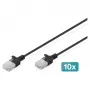 Cable de red DIGITUS CAT 6 U-UTP fino, 3 m, negro, pack de 10