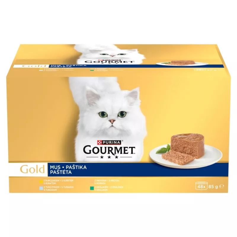 Comida húmeda para gatos multipack Purina Nestlé Gourmet Gold Mus Mix 48×85 g latas surtido de variedades