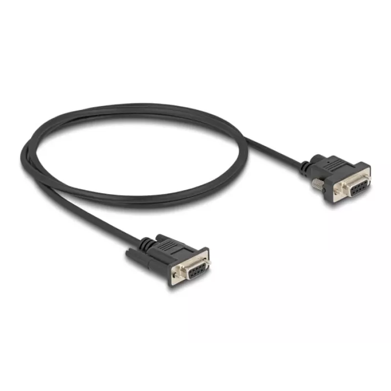 Delock cable serie RS-232, D-Sub 9 hembra con alimentación en el pin 9 (DC 5,5 x 2,1 mm), 1 m, negro