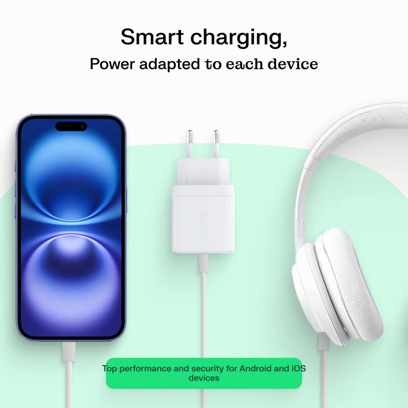Fuente de alimentación Green Cell PowerSource Solo30 30W blanca — cargador USB-C, 30 W de potencia de salida