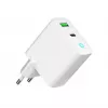 Cargador de red 220V GEMBIRD, universal, 1x USB Type-C PD 20 W, 1x USB-A 3.0 QC 18 W, indicador LED, blanco