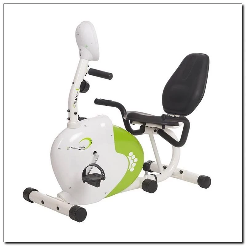 Bicicleta estática magnética horizontal blanca y verde HMS R9259