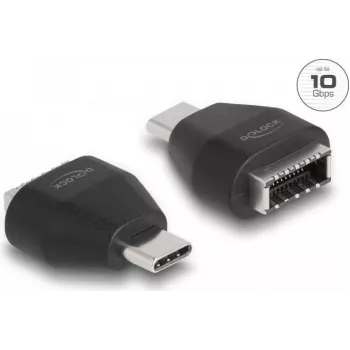 Adaptador DeLOCK USB Type-C conector macho a conector hembra USB 10 Gbps Type-E Key A negro