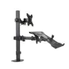 Soporte de escritorio ART L-24 para monitor LED/LCD de 13-32" + portátil de 10-15,6", VESA 75x75/100x100, negro