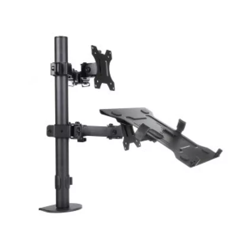 Soporte de escritorio ART L-24 para monitor LED/LCD de 13-32" + portátil de 10-15,6", VESA 75x75/100x100, negro