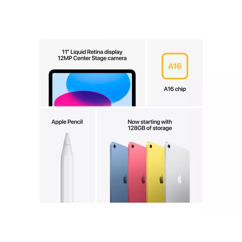 Tablet Apple iPad 5G LTE-TDD y LTE-FDD 11 pulgadas A16 128 GB iPadOS 18