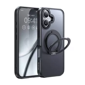 Funda protectora Mcdodo PC-4930 MagSafe para iPhone 16 con soporte integrado, negra