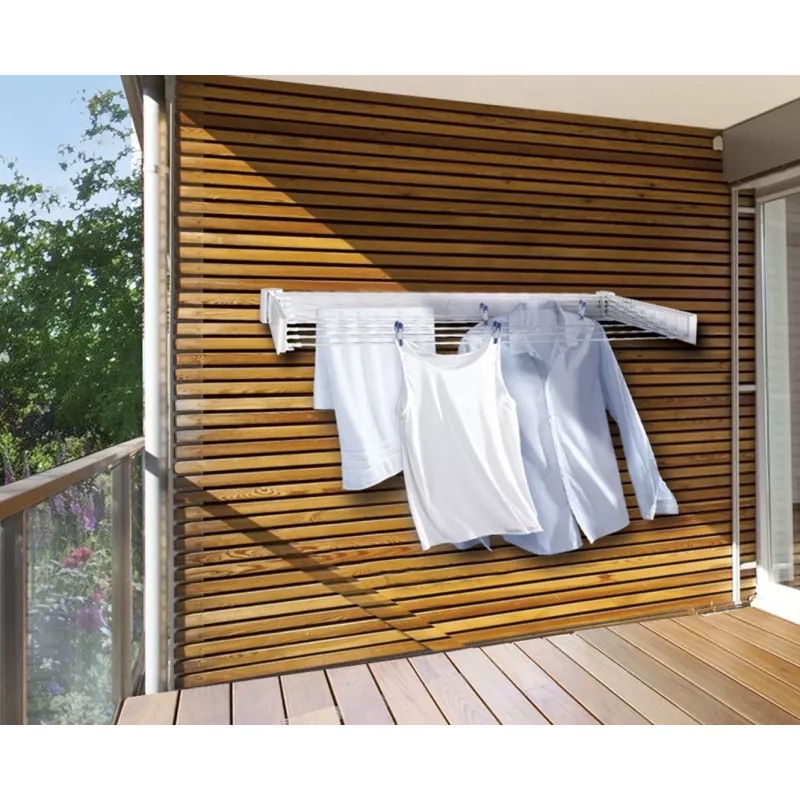 Estante de pared Leifheit Telegant 30 Protect Blanco, ancho 720 mm, profundidad 370 mm, tendedero de 3 m
