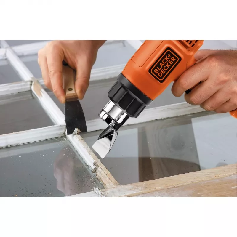 Pistola de aire caliente Black & Decker KX1650 — 1750 W, hasta 600 °C, caudal de aire 570–740 l/min, cable de 2 m, 600 g
