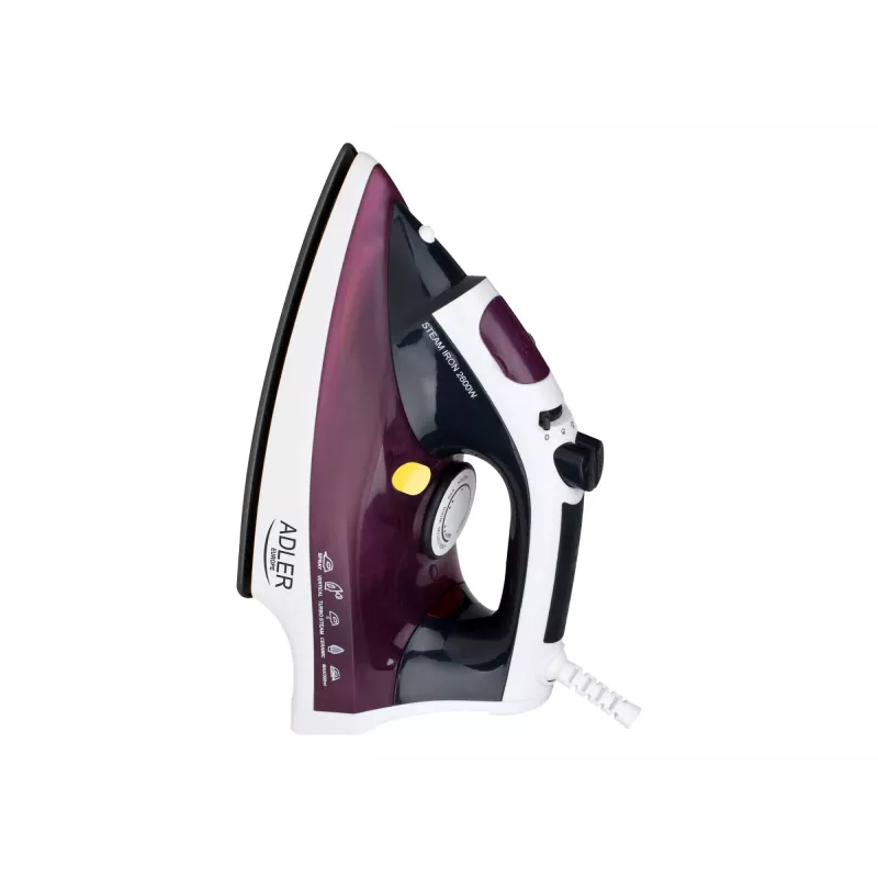 Plancha Adler AD 5022 seca y con vapor suela cerámica morada, 2200 W