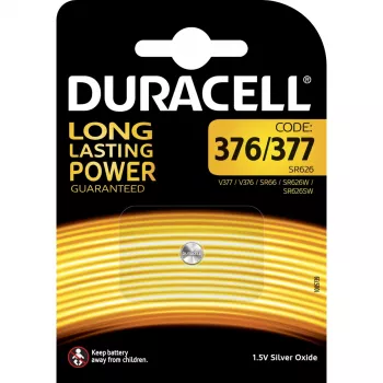 Duracell D377 pila botón desechable de óxido de plata 1,5 V, 3 mm de altura, Ø 18 mm